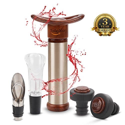 Wine Pump with 2 Wine Pourer and 2 Vacuum Bottle Stoppers for Home Banquet Party Bar