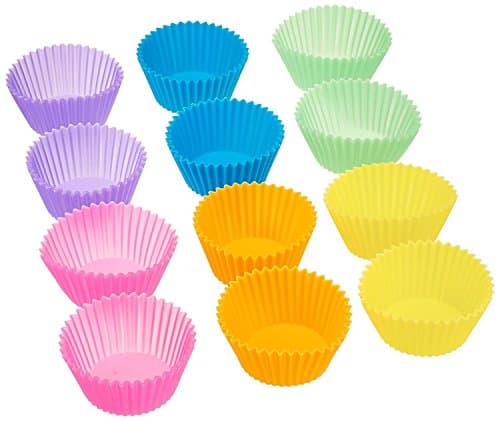 LOVEing Silicone Cupcake Baking Cups Baking Cups Liners Reusable Non-Stick Cake Molds Sets With High Heat Resistance For Cupcakes, Muffins, Gelatin and Frozen Desserts (12 pack)