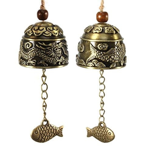 Conjugal Bliss 2PCS Copper Alloy Bells Chimes Small Wind Chimes Door Portable Outdoor Decor for Patio Deck Yard Garden Home Pathway Decorative Gift Essentials (Brass)