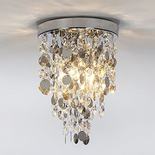Glanzhaus Elegant Designed Mini Style Lighting Fixture Crystal Ceiling Light, Crystal Chandeliers Light Crystal Chandelier for Living Room Dining Room Bedroom, 3-Lights
