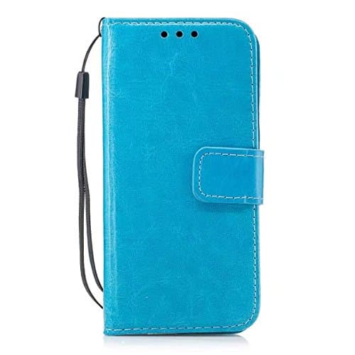 Lenovo P2 Case,Abtory Soft Skin Flip Folio PU Leather Wallet Case Credit Card Protector Case Cover for Lenovo P2 with Wrist Strap Blue