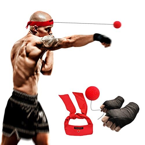 Boxing Fight Ball Speed Reflex Punch Equipment Kit + Handwraps for training to improve attention with elastic headband and string,good for boxing,Thai,MMA,martial arts,UFC,combat sports and fitness