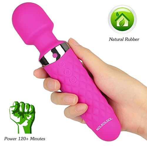 Cordless Wand Massager-Personal-Natural Rubber Handheld Massager for Back Neck Shoulder Treatment with 16 Modes,Powerful Hand held Magic,Working More Than 2 Hours,Waterproof