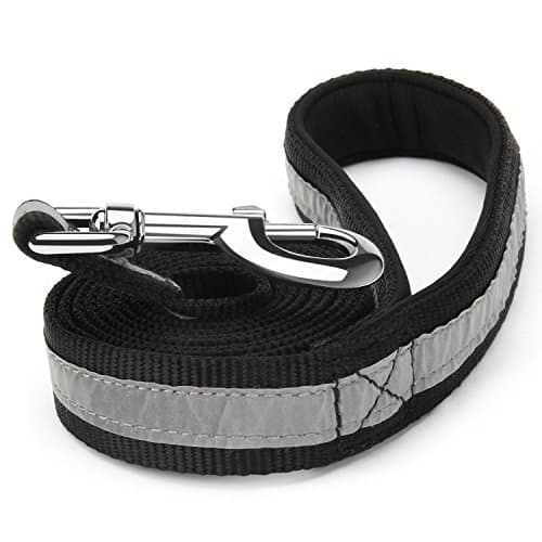 Dog Leash Itery Reflective Leash Wide Stripe Extra Thick Durable Pet Lead Nylon Leash Supplies 6ft long 1 inch Width for Medium Large Dog – Black Color