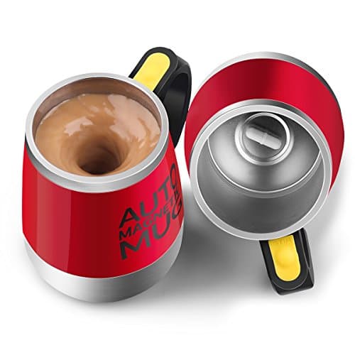 Upintek [Update] Stirring Coffee Mug Magnetic Self Stirring Mug Cup Electric Stainless Steel Auto Self Mixing Cup and Mug for Coffee Traveling Morning Office 450ml/15.2oz-Red
