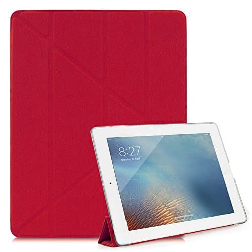 iPad 2/3/4 Origami Case - GOOOA Origami Smart Case Hard Back Cover (with Auto Wake / Sleep),fit iPad 2, 3 & 4 (2nd, 3rd and 4th Generation iPad),Red