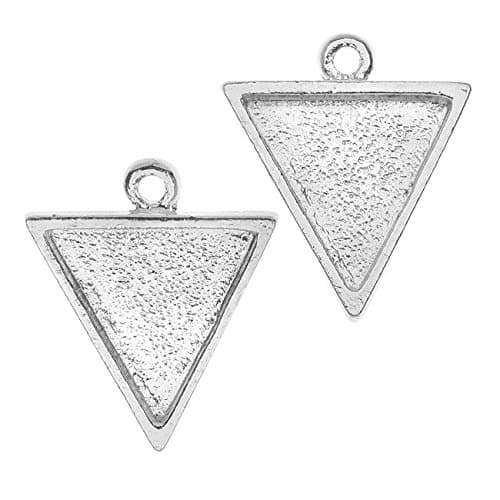 Nunn Design Bezel Charm, Triangle 15.5x18.5mm, 2 Pieces, Bright Silver