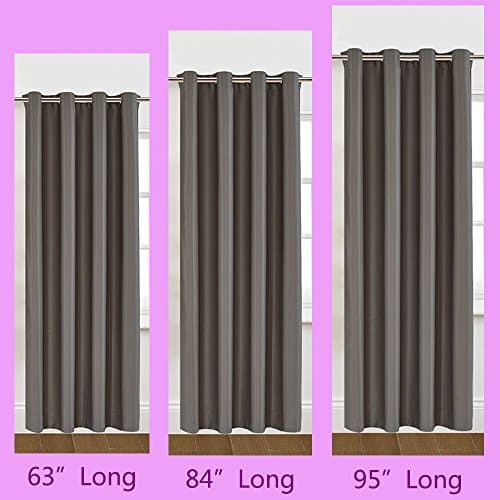 63 inch Long Dark Grey Color Windows Curtains 1 Panel Drapes, Thermal Insulated Solid Grommets Best Blackout Curtains for Bedroom Living Room (63 inch Long x 52 inch Wide, Grey)