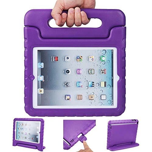 iPad air 2 cases, ANZOL lightweight shockproof cover case with handle stand for kids for Apple iPad air 2(Purple)
