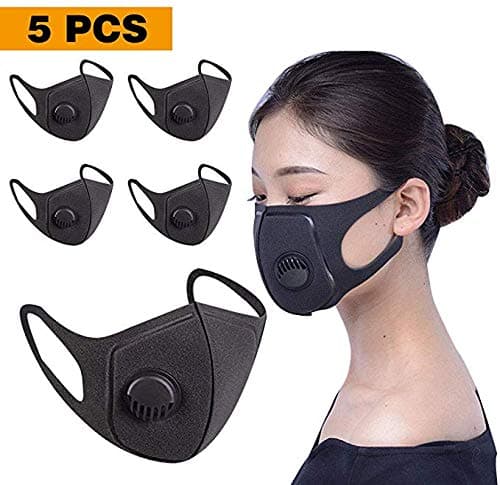 5 Pack Face Cover with Breathing – Washable, Reusable Face Cover – Protection from Dust, Pollen, Other Airborne Irritants