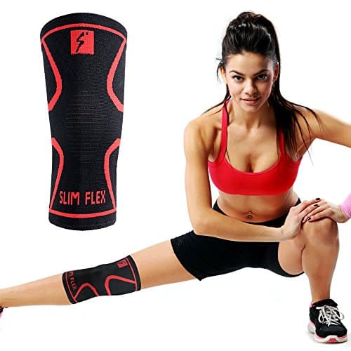 Slim Flex Knee Compression Sleeve (Single) by Slim Outfitters for Running, Jogging, Sports, Crossfit, Joint Pain Relief, Injury Recovery - Small