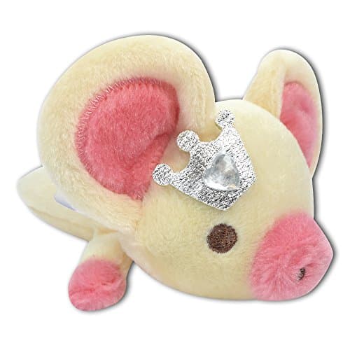 Laying Down Princess Pig w/ Heart Shape Rhinestone Crown Soft Plush Stuffed Animal Keychain Suction Cup