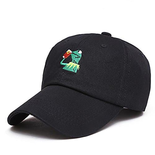 Kingken Fashion Cool Baseball Hat The Frog Sipping Tea Pattern Adjustable Strapback Cap (Black)
