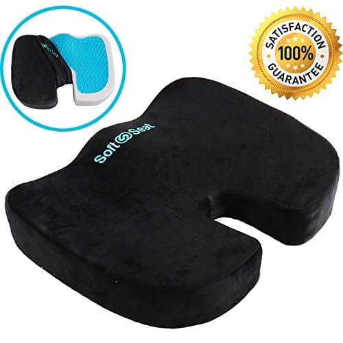 Seat Cushion for Orthopedic Back Support, Coccyx Tailbone Pain and Sciatica Relief, Black