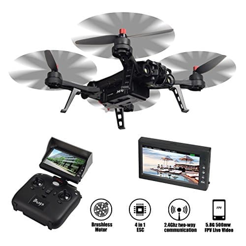 MJX B6 RTF Racing Drone Powerful Brushless Motor 1600kv Fast Race Pack (Quadcopter, HD Camera, 5.8GHz FPV Monitor, 2.4G Two-way Transimitter) (B6FD Drone with D43 Mornitor and C5803HD Camera)