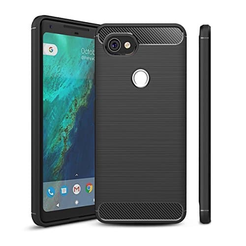 Hasting Pixel 2 XL Case, Dretal Carbon Fiber Shock Resistant Brushed Texture Soft TPU Phone case Anti-fingerprint Flexible Full-body Protective Cover for Google Pixel 2 XL