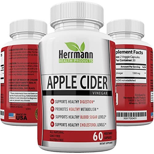 Powerful Apple Cider Vinegar Capsules | Max Weight Loss Detox Potency - 1300mg | Naturally Aids Metabolism, Blood Sugar, Digestion, Bloating, Gas, Bacteria Rebalance & Gut Health | Non-GMO (60)