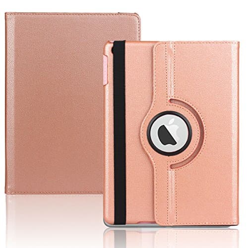 New iPad 9.7 inch 2018/2017 Case,360 Degree Rotating Stand Smart Cover Full Body Protective Cover for New iPad 2018/2017 New iPad 9.7 inch 2018/2017 Rose Gold