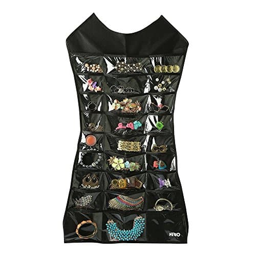 OxbOw 16 Clear Pockets Hanging Organizer Bag for Socks Bra Underwear Undergarments Cupboard Belt Ties Scarf Jewelry Accessories Lingerie Storage Organiser (75X45 cm)