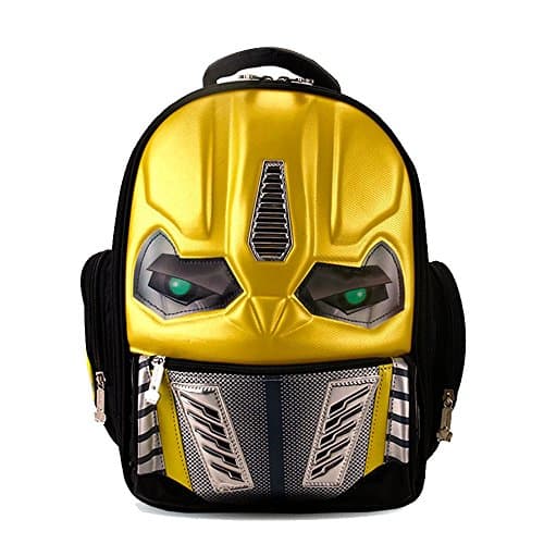 3D Robot School Backpack With LED Flashing Light For Kids Boys 14 Inchs (Yellow)