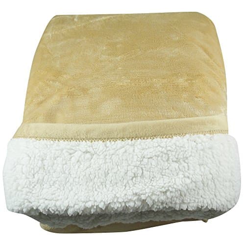 Greeworld Collection Microfiber Velvet Silky Soft Sherpa Borrego Reversible Throw Solid Blanket Twin Size, Yellow, Gold
