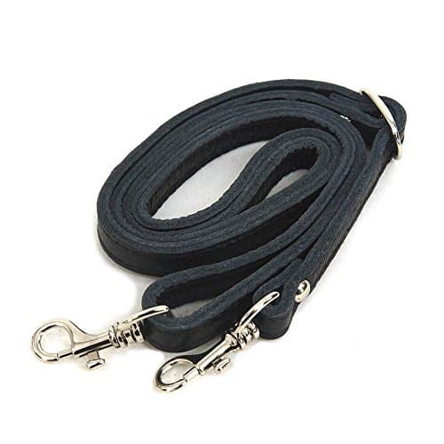 Adjustable Genuine Black Leather Shoulder Slim Strap for Any Bag (Silver)