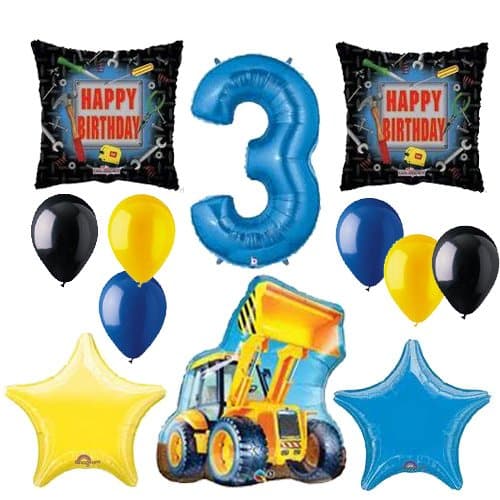 Bundle of 3rd Boy BIRTHDAY CONSTRUCTION LOADER BALLOON BOUQUET WITH 40" BLUE #3