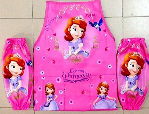 CJB Sofia the First Princess Kids Waterproof Apron Sleeves Set Pink Purple 5-14T (US Seller)