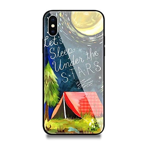 iPhone X Case, iPhone 10 Case, Weiduka TPU + Crystal Steel Tempering Glass Case, Mirror Glass Floral Pattern Painted Bumper Smooth Protective Phone Cover for iPhone X / 10 (Peak Dream)