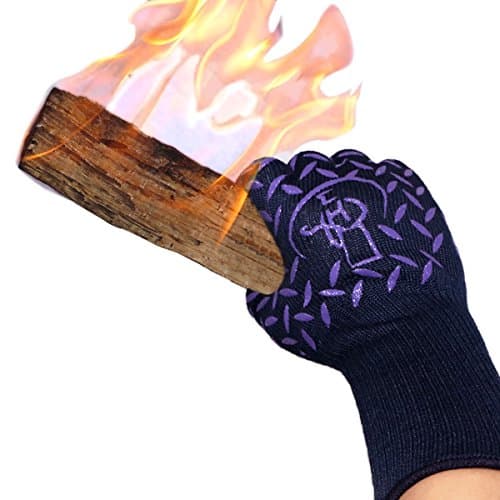 1-Pair - Fire, Heat & Cut Resistant Gloves - Oven Gloves - BBQ Glove - Welding Glove, Forearm Protection, Light Weight Yet Comfortable, Certified 940°F Heat Resistance