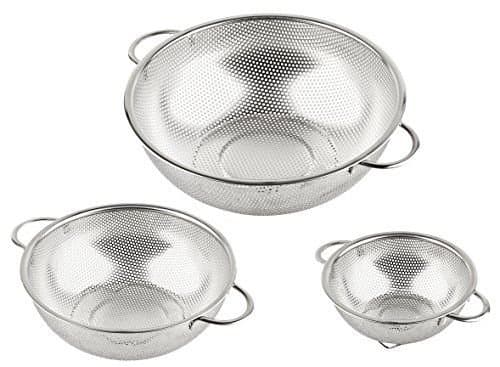 Set of 3 Stainless Steel Micro-Perforated Colander