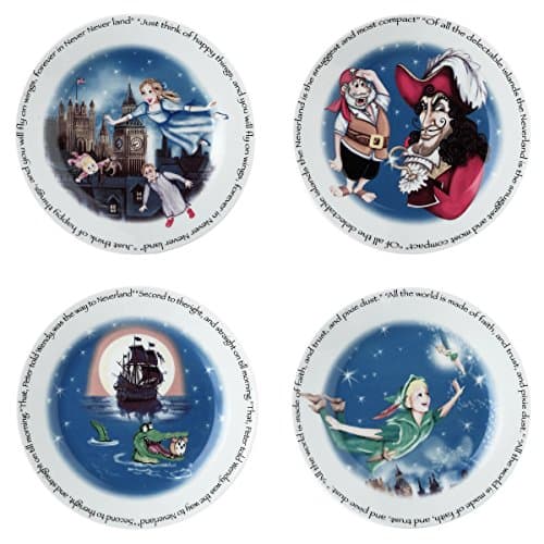Cardew Design PET400 PETER PAN Assorted Designs Dessert Plate (Set of 4), 7.5", Multicolor