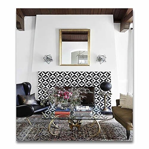 Jadida White and Black Handmade Cement and Granite Moroccan Tile, 8-inch x 8-inch Floor/ Wall Tiles (Pack of 12)