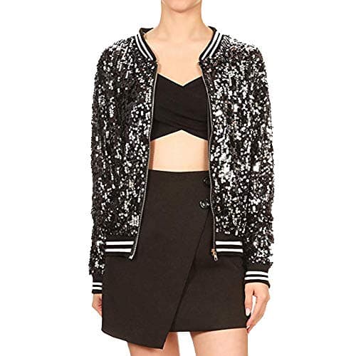 Dimanul✿ Sequin Jacket Women Tops Biker Jacket Bomber Jacket Women Fashion Long Sleeve Zip Jacket Coats Thin Jacket
