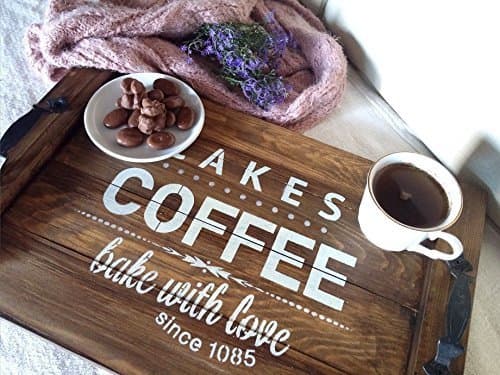 Serving Tray (model 5), Coffee Tray, Decorative Serving Trays, Tea Tray, Wooden Tray, Bed Tray, Tray With Metal Handle.