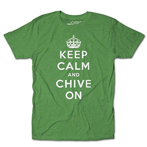 CHIVE TEES Mens Official Keep Calm and Chive On T-Shirt Large Kelly Green