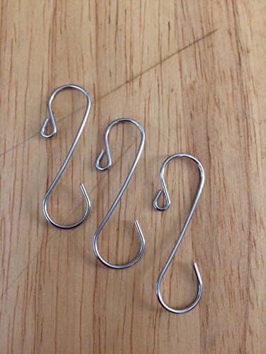 Handmade Silver Ornament Hooks, 1.25 inches long 18g wire set of 50 (heavy duty)