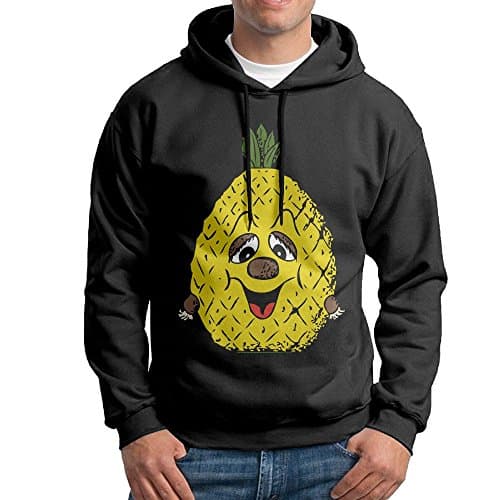 Obachi Pineapple Show Off Your Wealth Men's Long Sleeve Pullover Hooded Sweatshirt Black Size XL