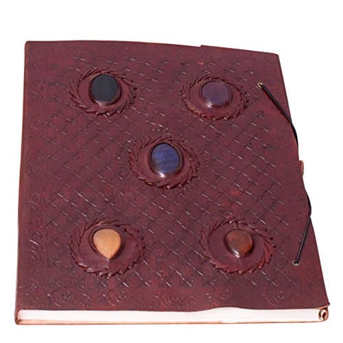 Starlet Stoned Side Lock Refillable leather sketchbook with acid free archival paper. Classic leather journal with handmade paper for Men/women Daily Use | Hand Made Papers