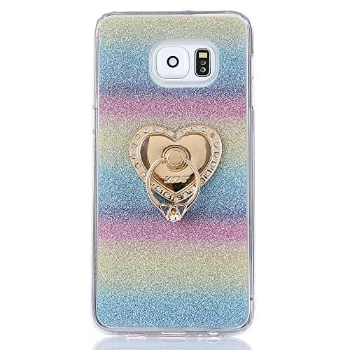 Samsung SS7 edge case,AICOO Heart 360 Degree Rotating Ring Holder Kickstand Shiny Shockproof TPU Flexible Bumper Slim-Fit Sratchproof Protective Cover For Samsung S7,Colorful