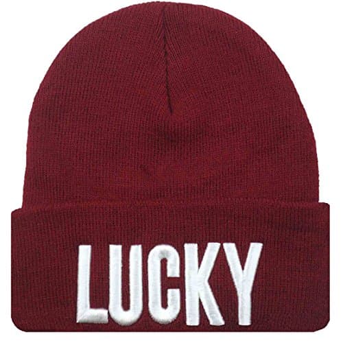 Winter Hat 3 D Lucky Knitting Winter Wool Acrylic Skullies and Beanies Hip Hop Warm Hats Gorros Bonnets HT 23 (Red Wine)