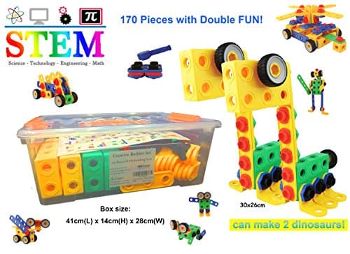 Creative Builder Set - 170 Pieces STEM Building Blocks Toys for Boys and Girls from koolsupply. For 3, 4 and 5+ Year Old Boys &amp; Girls. Fun and STEM Learning Support