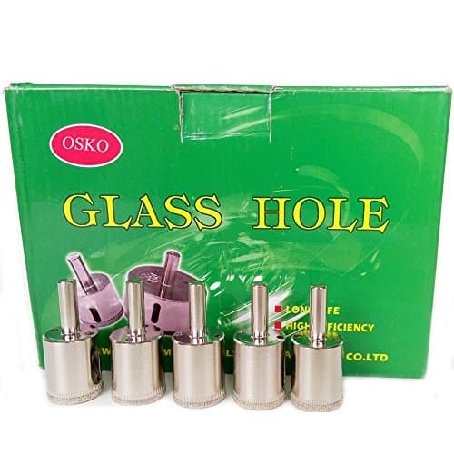 BERON 5 Pcs Diamond Drill Bit Set 1" (25mm) Wet Use for Tiles, Glass, Fish Tanks, Aquarium, Marble, Granite, Ceramic, Porcelain, Bottles, Quartz - Lot 5 Diamond Coated Drills - Kitchen, Bathroom