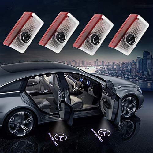 Car LED Door Logo Ghost Shadow Projector Laser Welcome Lights for Benz Series Symbol Emblem Courtesy Step Lights Ground Lamp Kit (2 Pack)