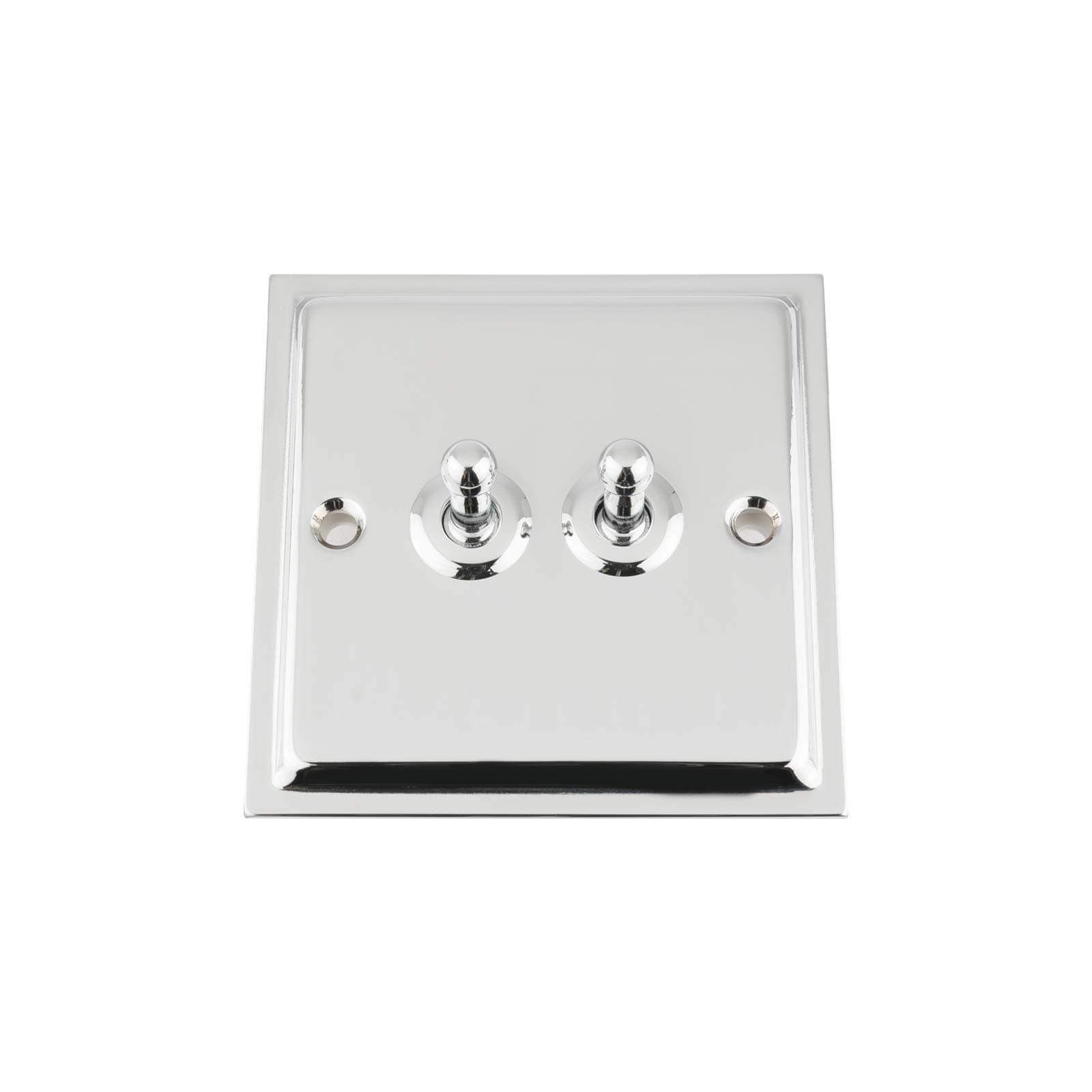 Slimline Polished Chrome Toggle OR Dolly Switch 2 Gang