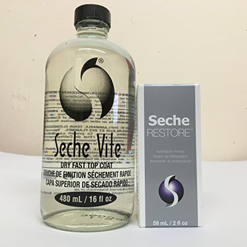 Seche Vite Dry Fast Top Coat 480 mL/16 fl oz + FREE Seche Restore(Restoration Thinner)