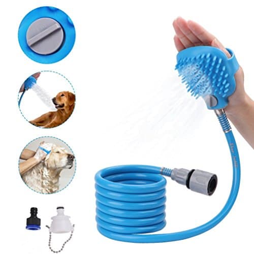 Pet Bathing Tool, Pro Pet Shower Sprayer for Massage with 7.5 Foot Hose and 2 Hose Adapters, Indoor-Outdoor Use, Dog Cat Horse Grooming