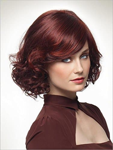 2017 Trendy Top Pop Elegant Red Wine Short Wig with Bottom Curls+a Free Wig Cap , picture color