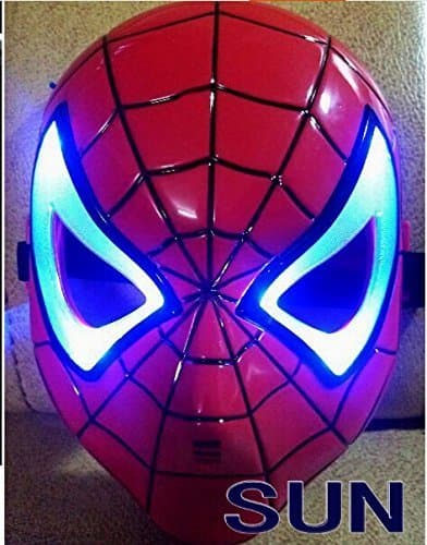 MAXTURE Spiderman Mask with LED Blue Light for Masquerade Party Spider Man Mask Halloween Cosplay Mask