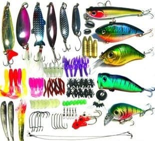 Worm lure many 100 busfissiing fishing equipment set (rectangular, 21 x 11 x 4 cm)